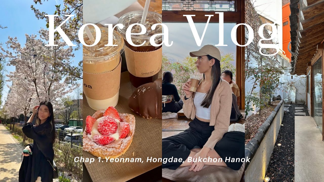 KOREA VLOG 🇰🇷 Yeonnam Cafe hopping / Spring is here 🌸 / Shopping in Hongdae / Quaint Hanok cafes