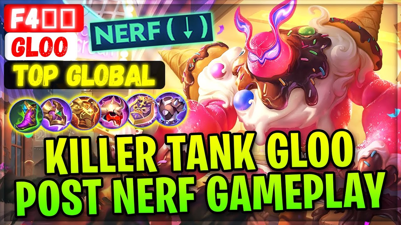 Killer Tank Gloo Post Nerf Gameplay [ Top Global Gloo ] F4΍΍ - Mobile Legends Emblem And Build
