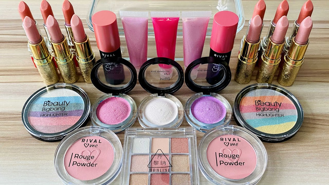 Barbies Pink Lady Slime Makeup - Mixing Makeup Eyeshadow Into Slime @hersasmraiandslime