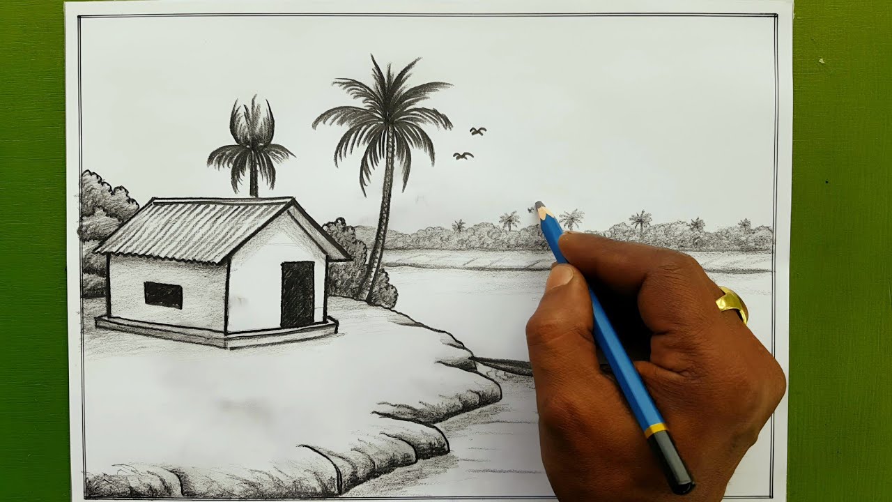 দৃশ্য আঁকা সহজ ভাবে শুরু করুন || easy scenery drawing tutorial 