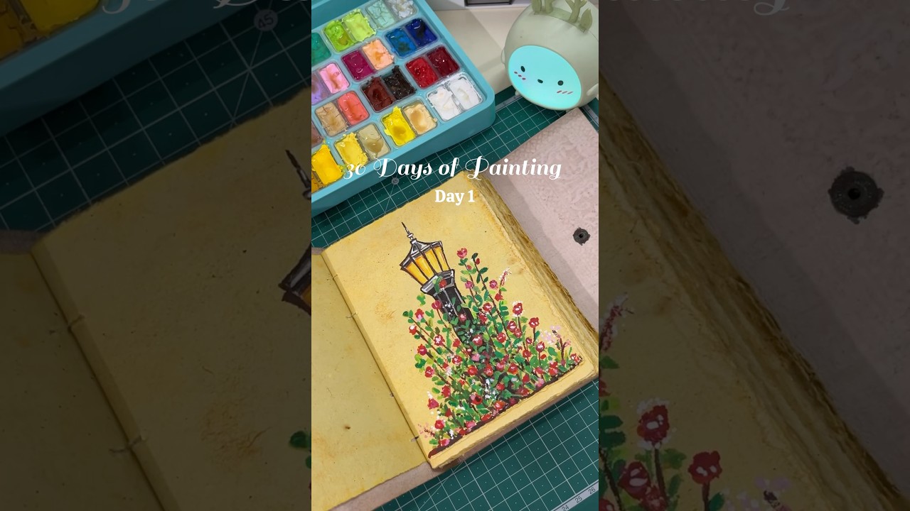 Day(1/30) Painting in my Vintage diary🎨#artchallenge #day1 #ytshorts #shorts #painting #art #artist