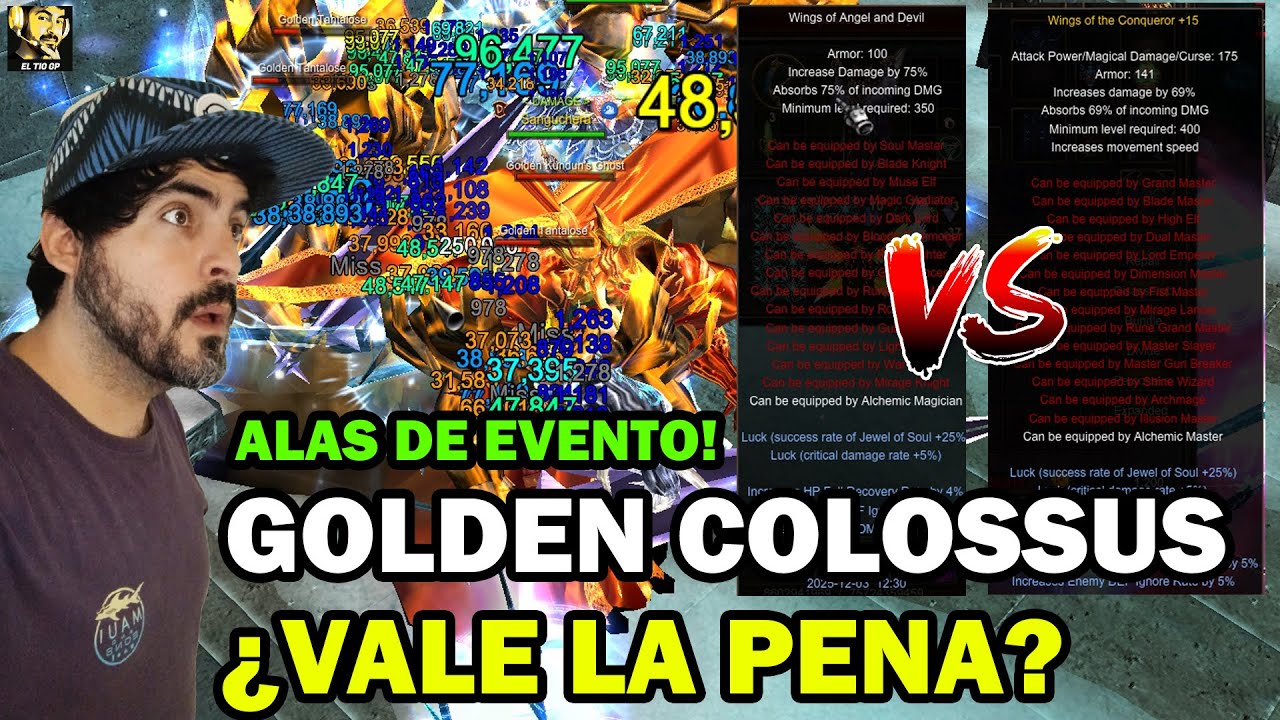 GOLDEN COLOSSUS DROP WING OF ANGEL AND DEVIL &iquest;SON BUENAS?💯l Mu online S20.1.3