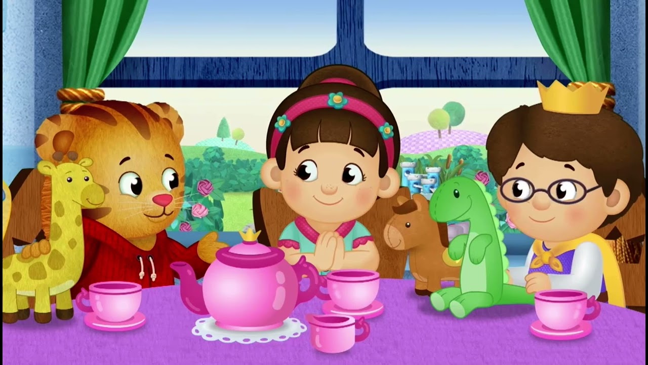 Daniel Prince Wednesday and Chrissie have a stuffie tea party