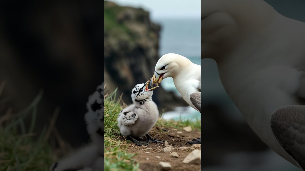 El fulmar cuida su huevito con amor hasta que su polluelo vuela feliz al mar.  #viral #aves #reels
