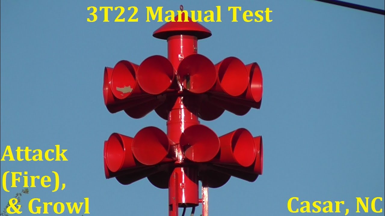 3T22 Outdoor Warning Siren Manual Test, Attack (Fire) and Growl - Casar, NC 5/8/17