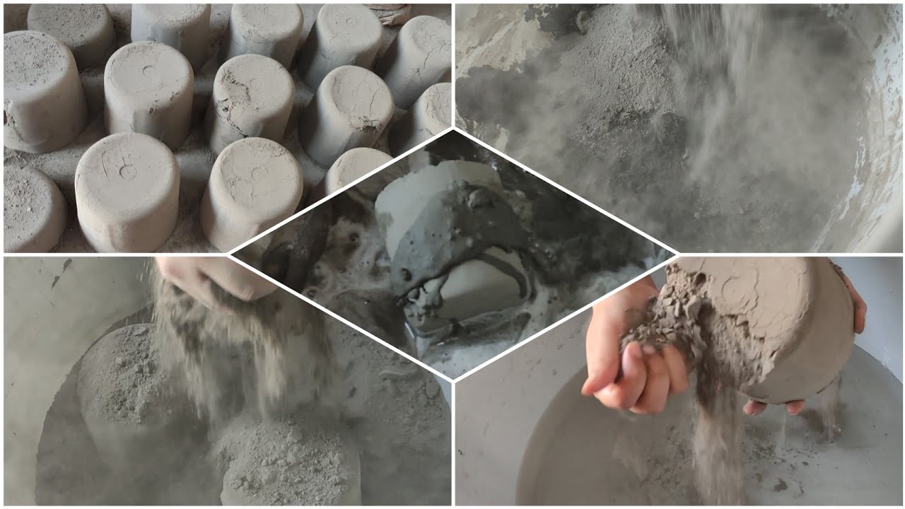 ASMR:pure cement big shapes crumbling dry+in water/oddlysatisfying/dn miss out this incredible vid🤤