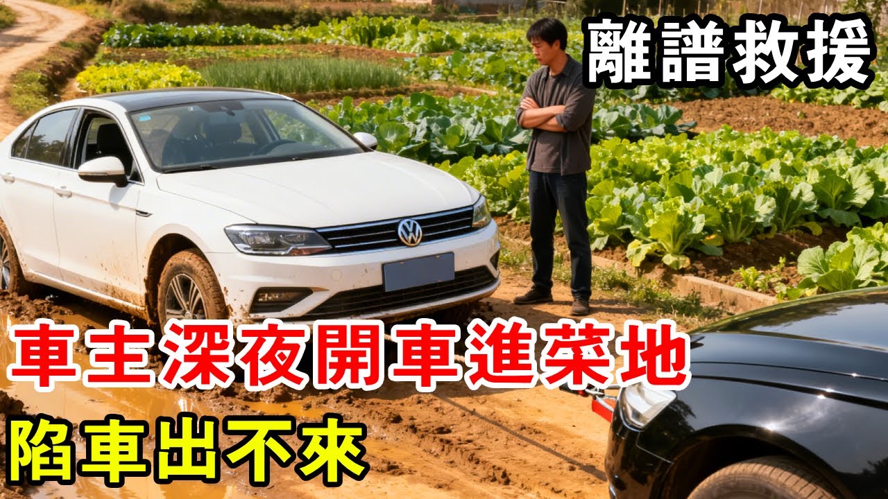 離譜救援！車主深夜開車進菜地，陷車出不來，車輪到地方後傻眼了【暴躁的車輪】