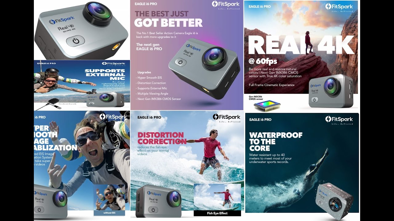 UNBOXING BUDGET FitSpark Eagle i6 PRO Real 4K@60fps WiFi Action Camera 16MP Ultra HD 170&deg;