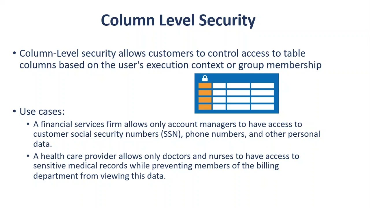 18. Azure DP 203 - Row & column level Security in  Azure SQL & Azure Synapse Analytics