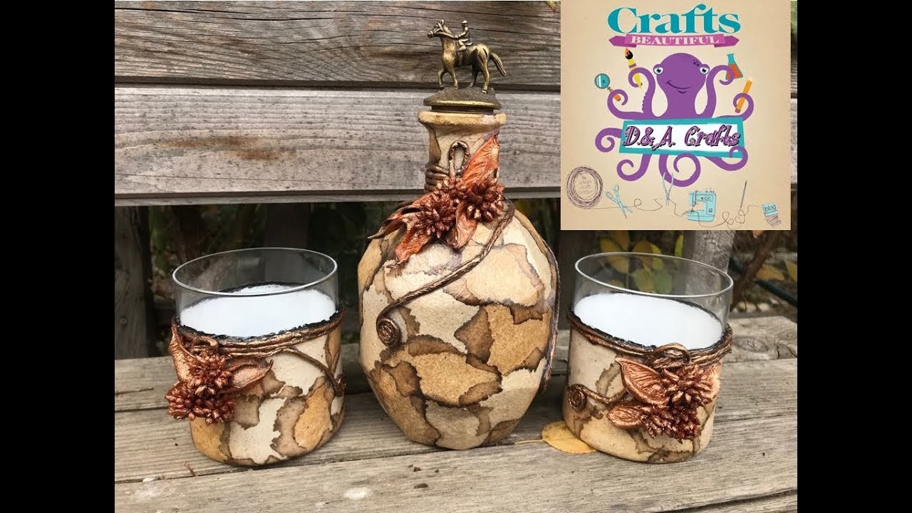 DIY: How to make decoration on whiskey bottle and glasses TUTORIAL | D&A Crafts
