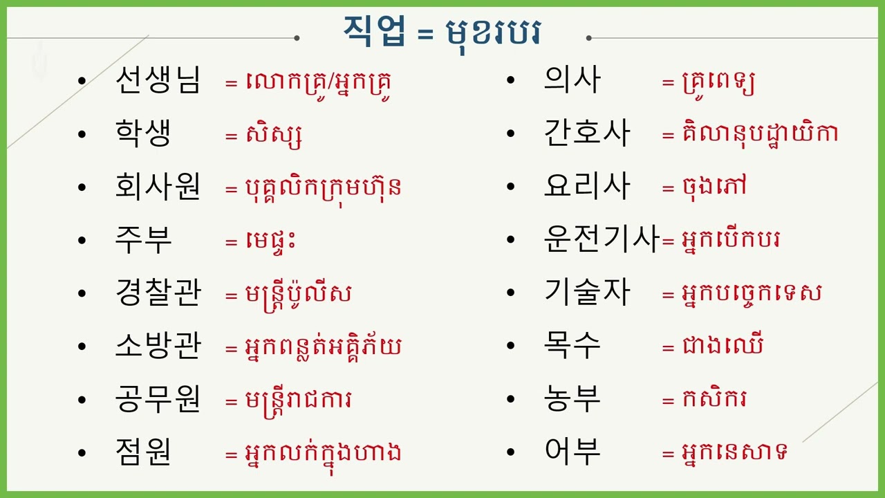 1-20# រៀនពាក្យភាសាកូរ៉េ | Study Korean words #រៀនភាសាកូរ៉េ