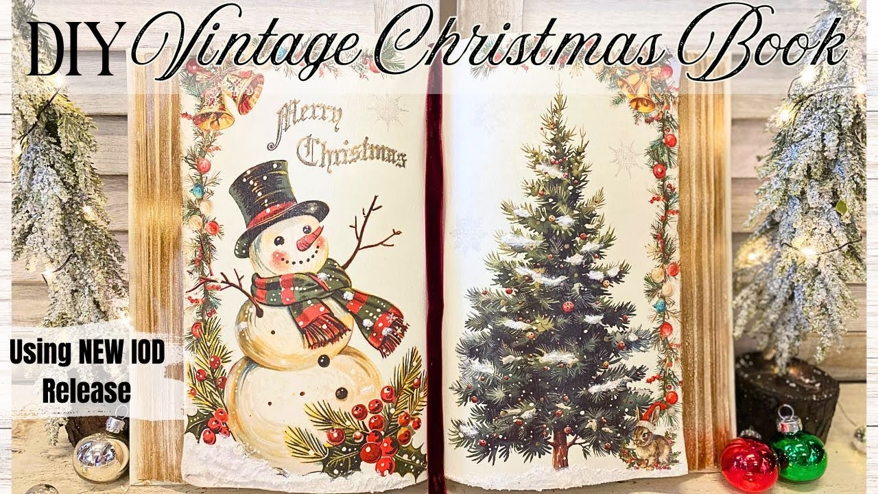 DIY Vintage Christmas Book using NEW IOD Holiday Release 2024 | Transfers & Stamps | Retro Decor