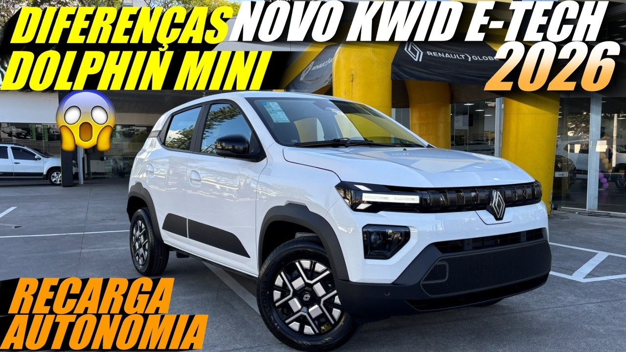 NOVO KWID E-TECH 2026 CHEGOU! Diferenças com BYD DOLPHIN MINI 2026! Tudo sobre Autonomia, Recarga.