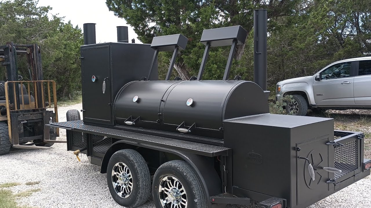 Matt's BBQ Pits LLC 250 Gallon Smoker with Cabinet on Trailer
