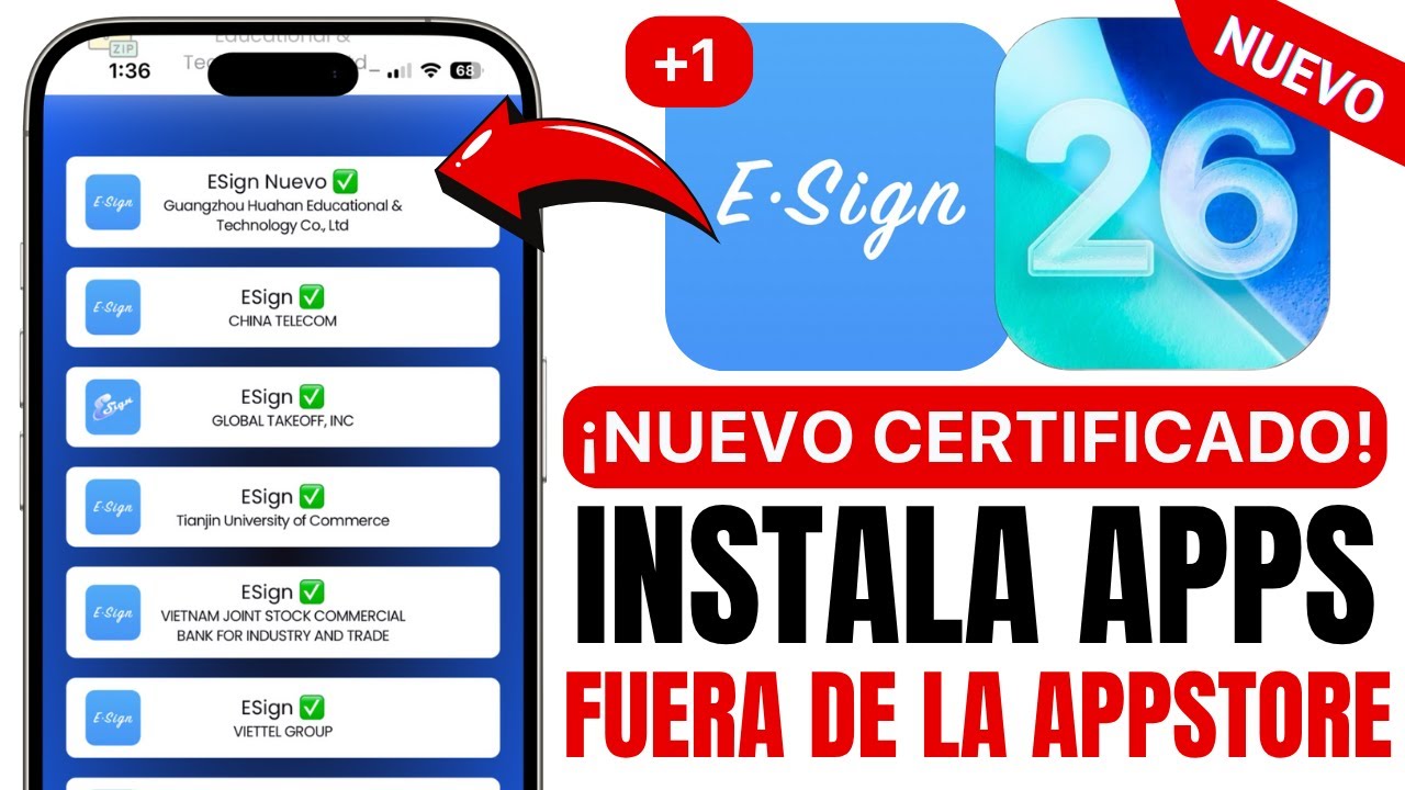 &iexcl;NUEVO CERTIFICADO! Instala Apps FUERA de la APPSTORE con ESIGN en CUALQUIER Versi&oacute;n de iOS