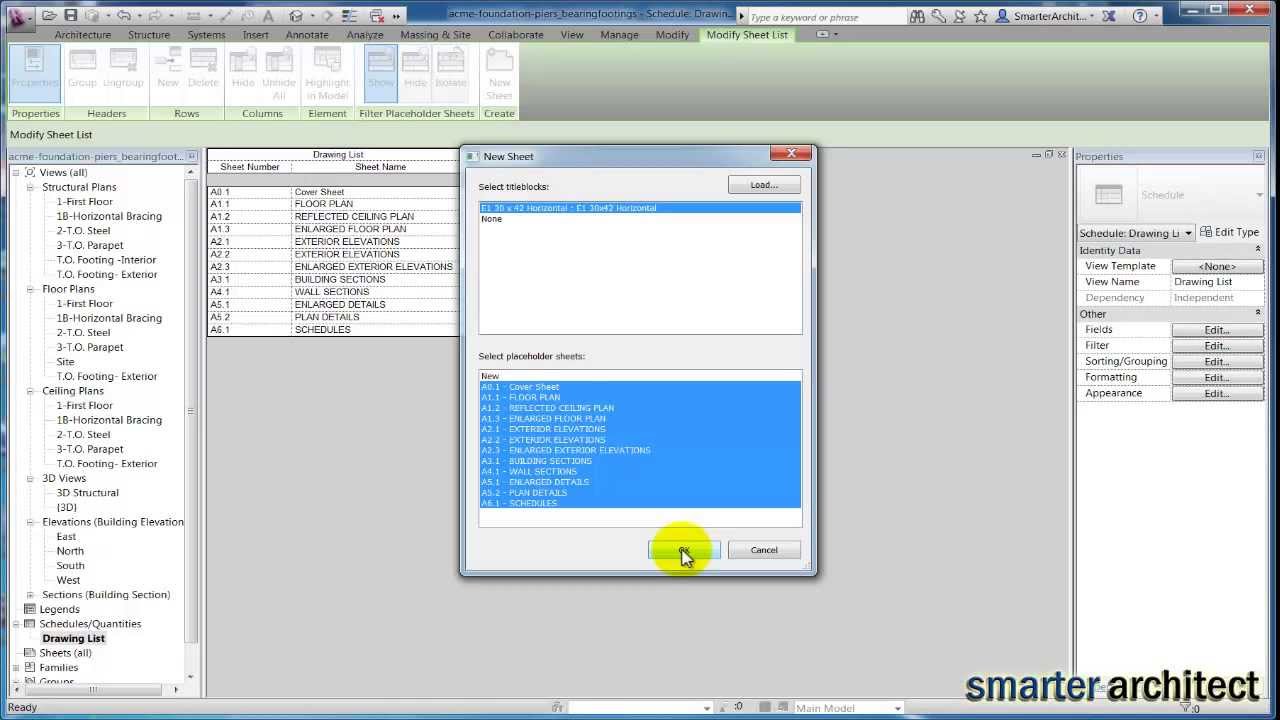 Revit Tutorials: Creating a Revit Sheet List
