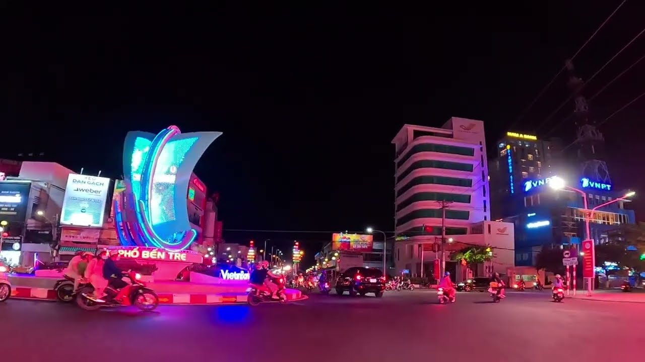Ben Tre Street Vietnam at Night #19