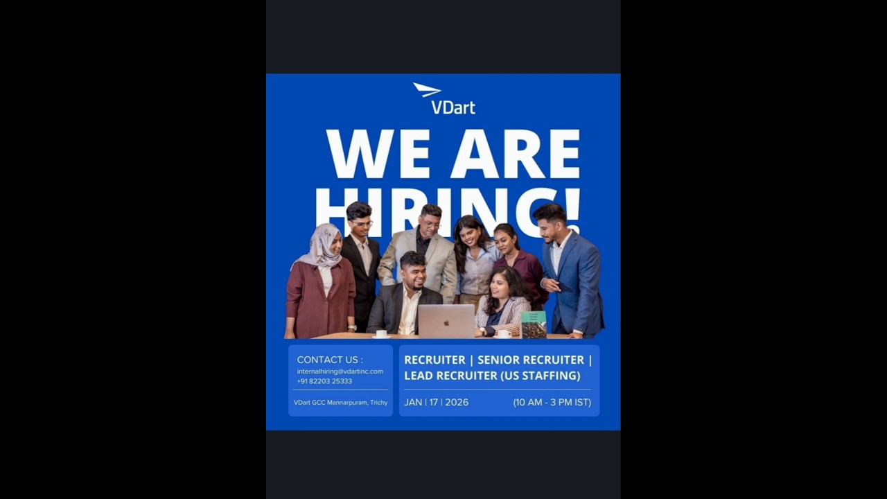 🔥🔥 Walk-in Drive | Jan 17th | 💥VDart @ Trichy