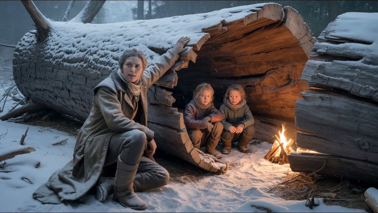 How a Mountain Woman Turned a Fallen Tree Hollow Into a Warm Shelter for Her Children Through Storm