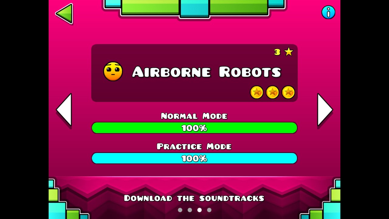 Geometry Dash Meltdown Walkthrough - Level 3 (Airborne Robots) [ALL COINS]