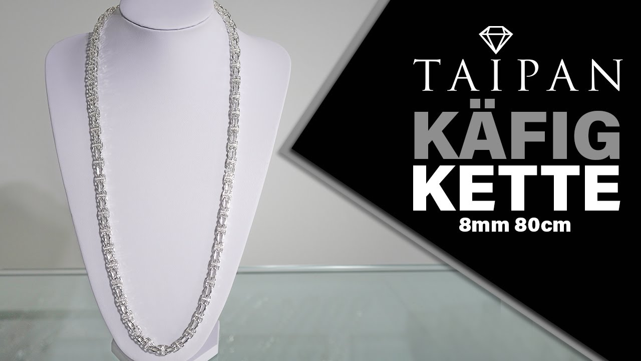 Taipan K&auml;figkette 8mm breit 80cm lang ICED OUT 💎 925 Sterling Silber