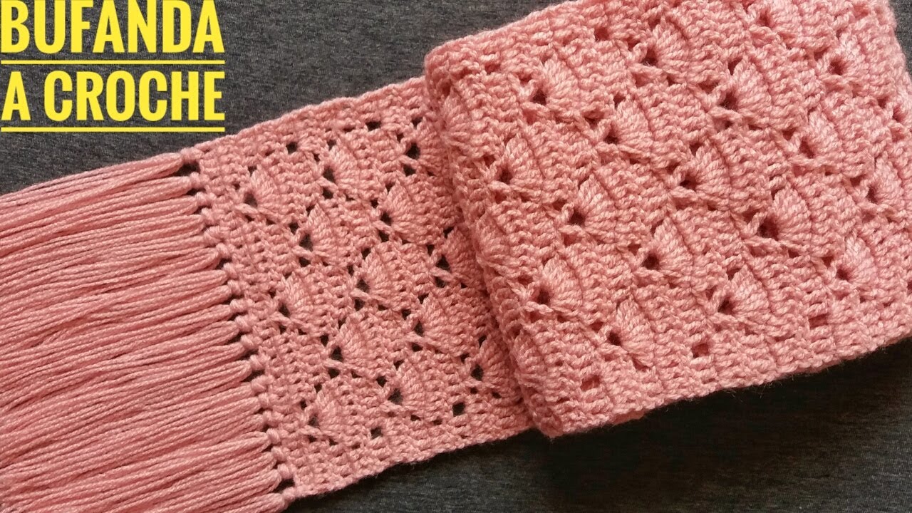 Bufanda Tejida a Crochet(Tutorial)C&oacute;mo Tejer Bufanda/Chalina a Crochet Paso a Paso - CrochetScarf
