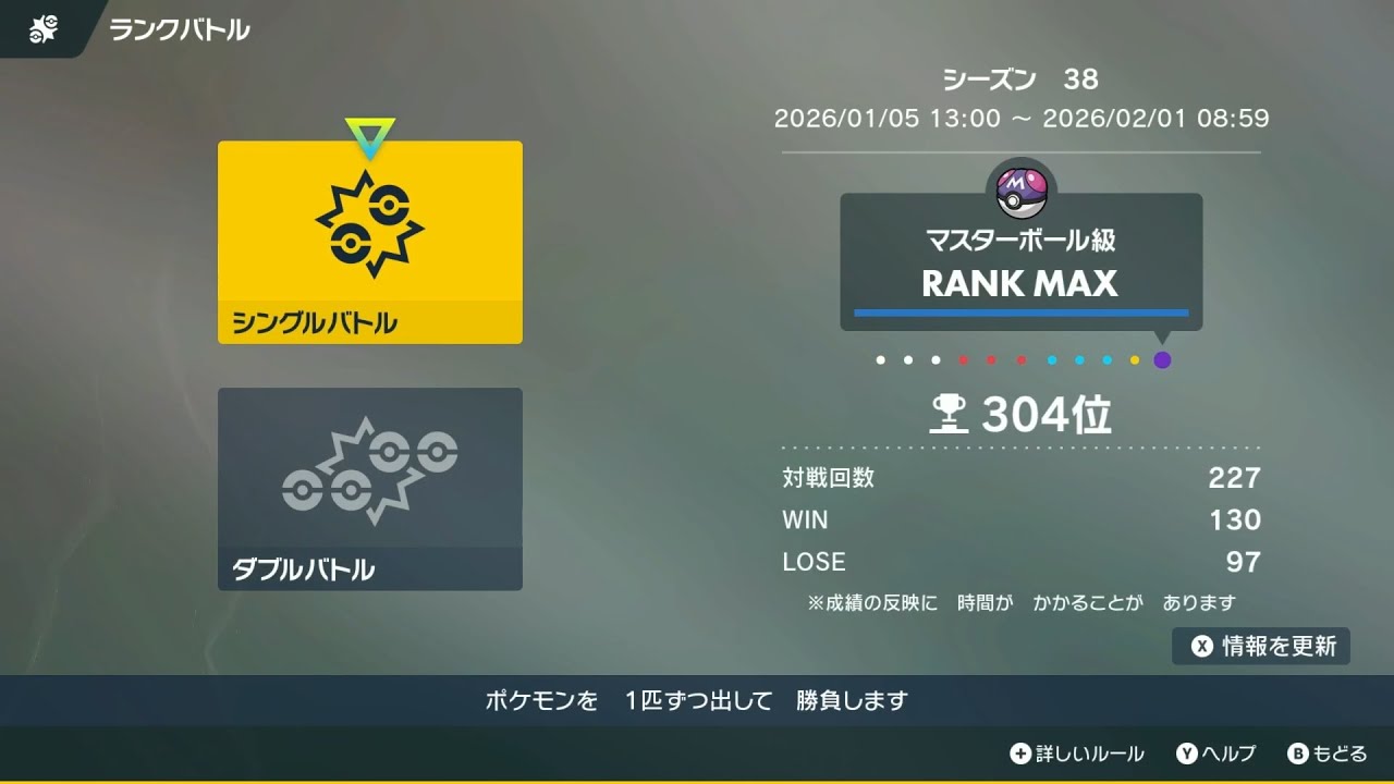 ポケモンSV　S38　最終日対戦集　最終304位