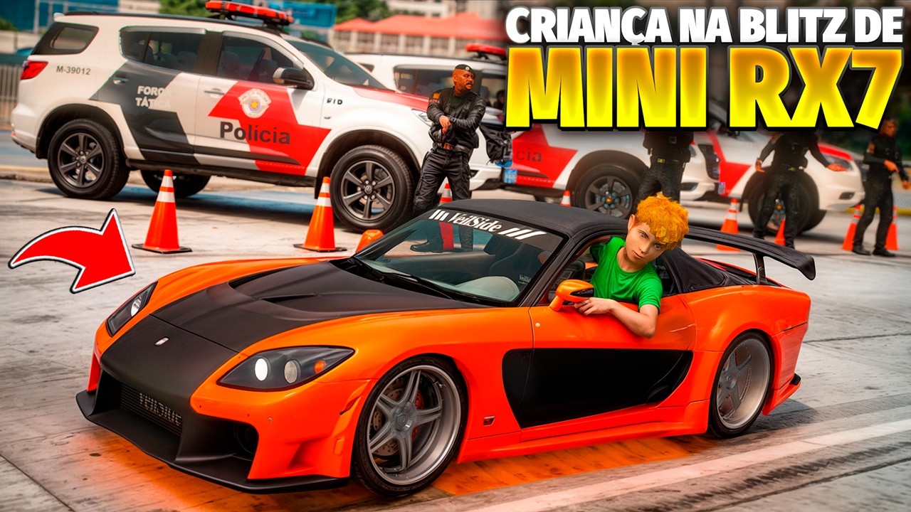 CRIAN&Ccedil;A DE MINI RX7 DO HAN ROUBADO TENTA PASSAR NA BLITZ! DEU RUIM!😱🚔(GTA 5)