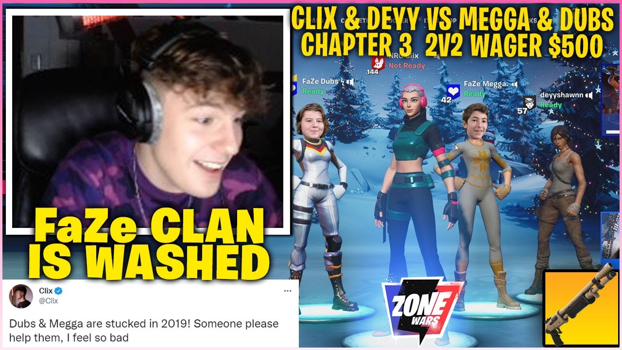 CLIX & DEYY *EMBARRASSED* FaZe DUBS & FaZe MEGGA In 2v2 Zone Wars Wager! (Fortnite)