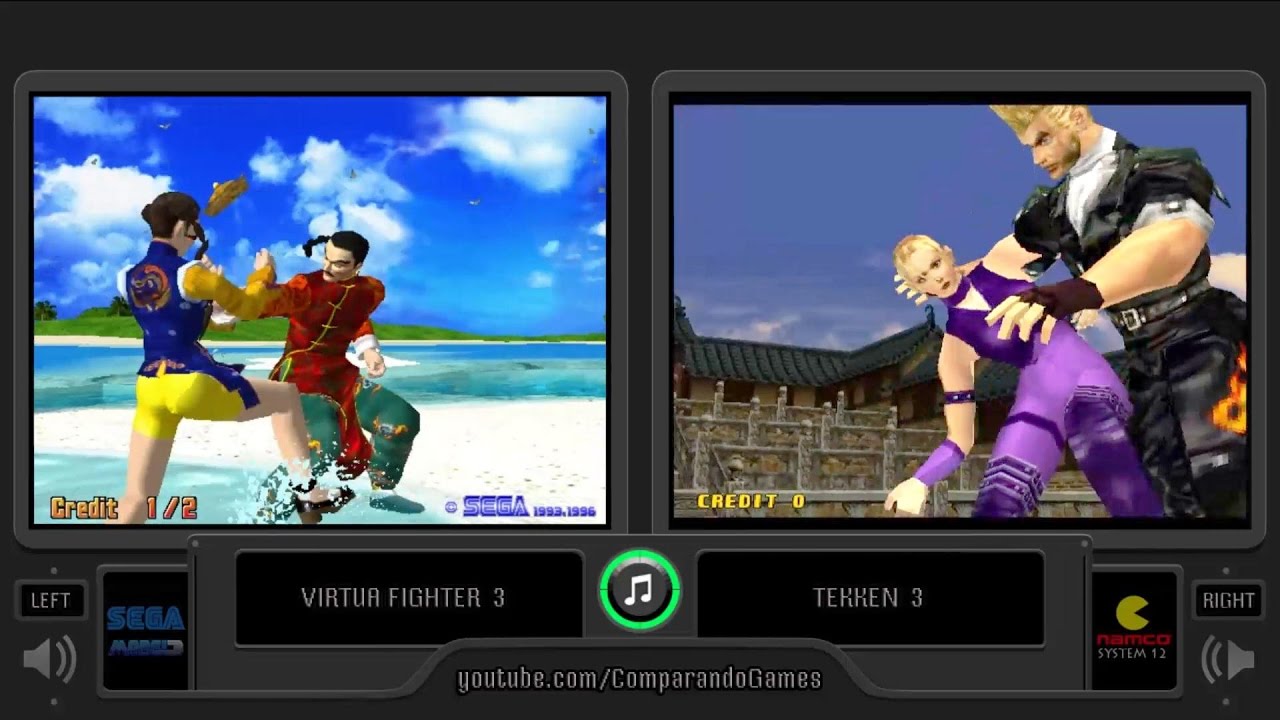 Virtua Fighter 3 vs Tekken 3 (Arcade - Sega vs Namco) Side by Side Comparison I Vc Decide