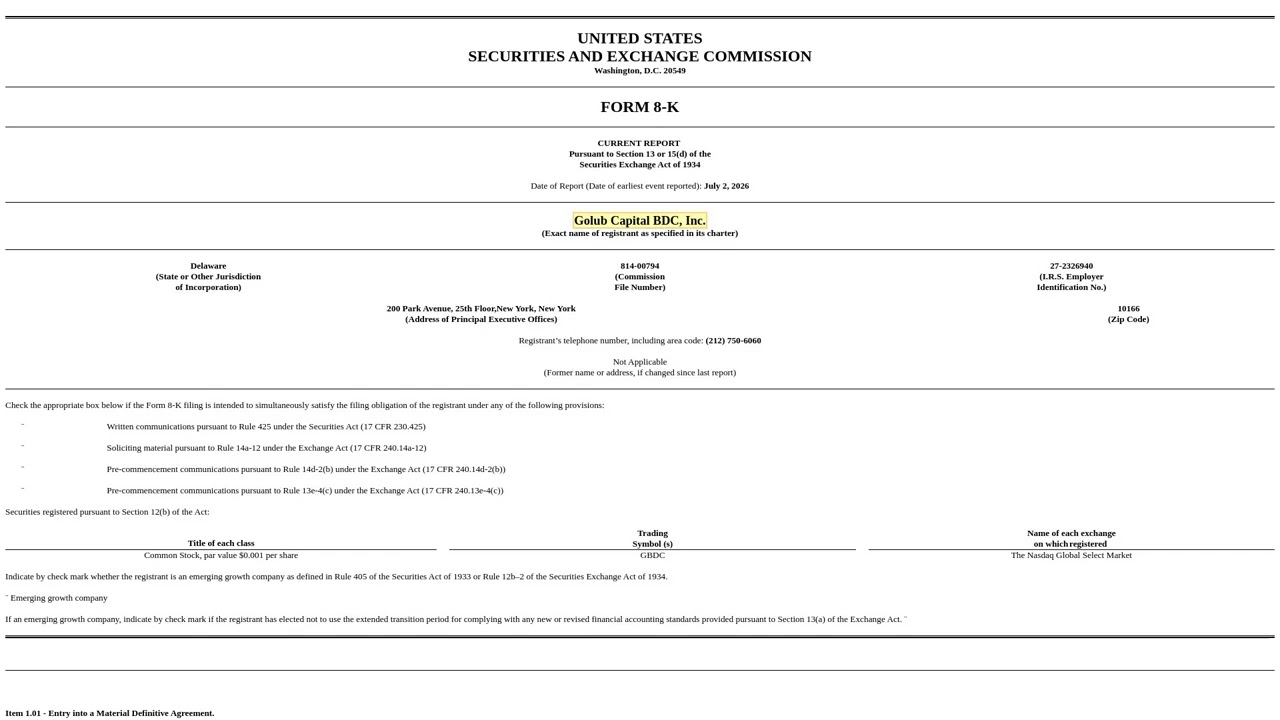 GBDC Credit Extension: My Take on the Filing