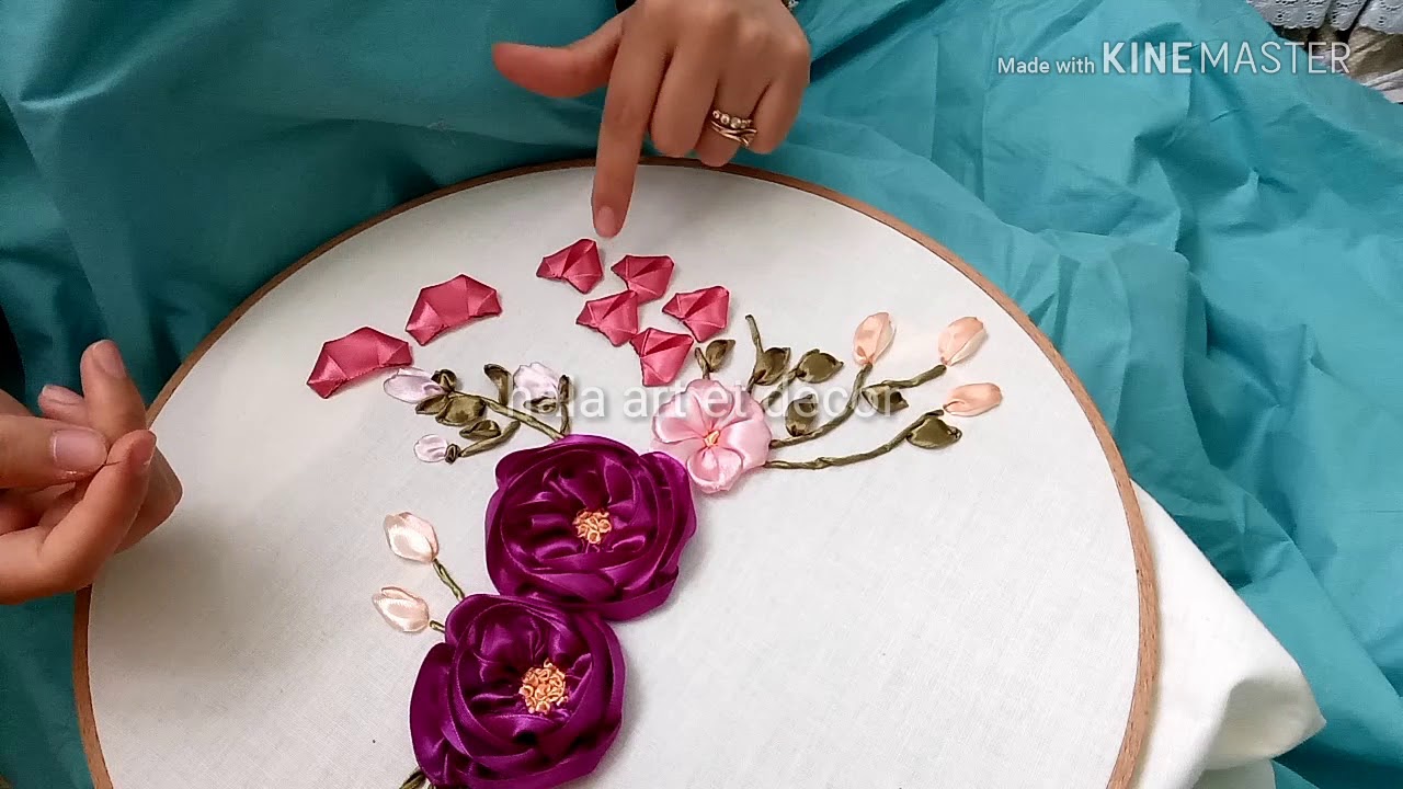 طريقة تطريز غطاء السرير (الجزء السادس) الزهرات الجميلات