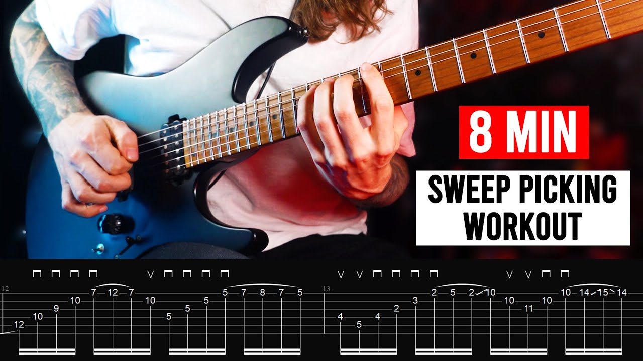ULTIMATE 8 MIN SWEEP PICKING WORKOUT - arpeggios, finger rolling, legato!