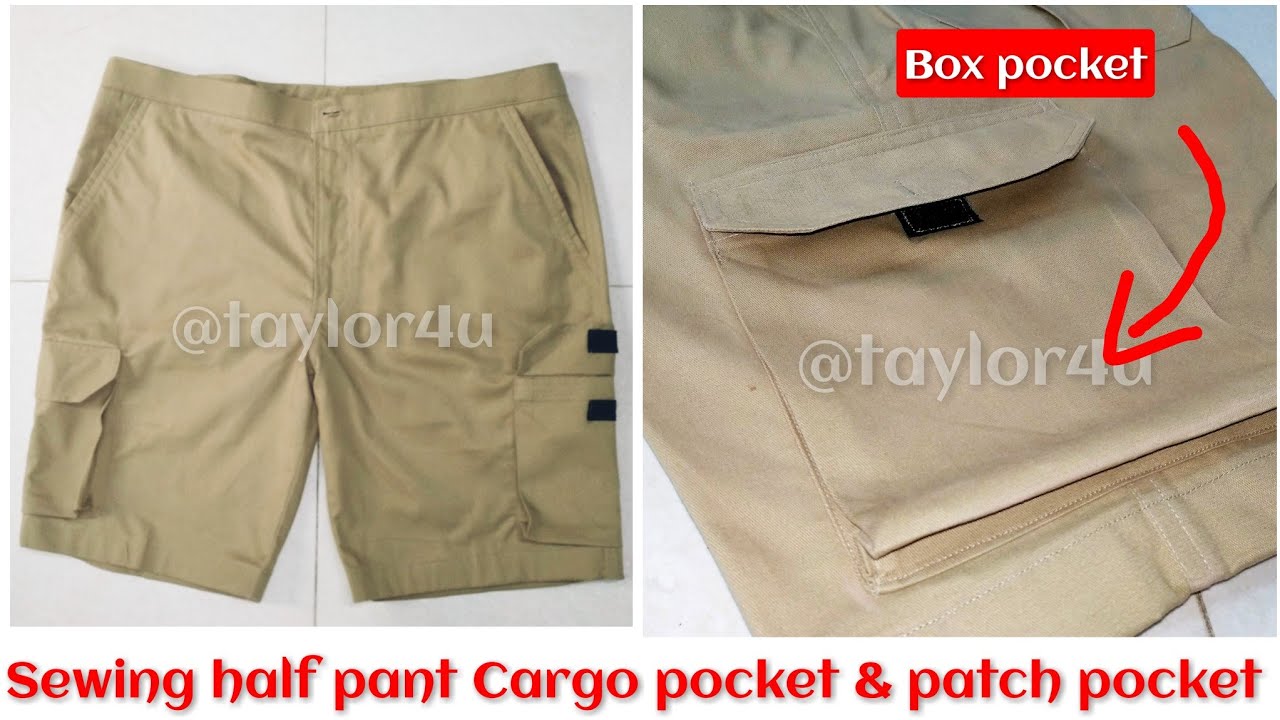 ✂️Easy tricks to sew Cargo pocket in half pant and patch pocket | Box pocket | part 2