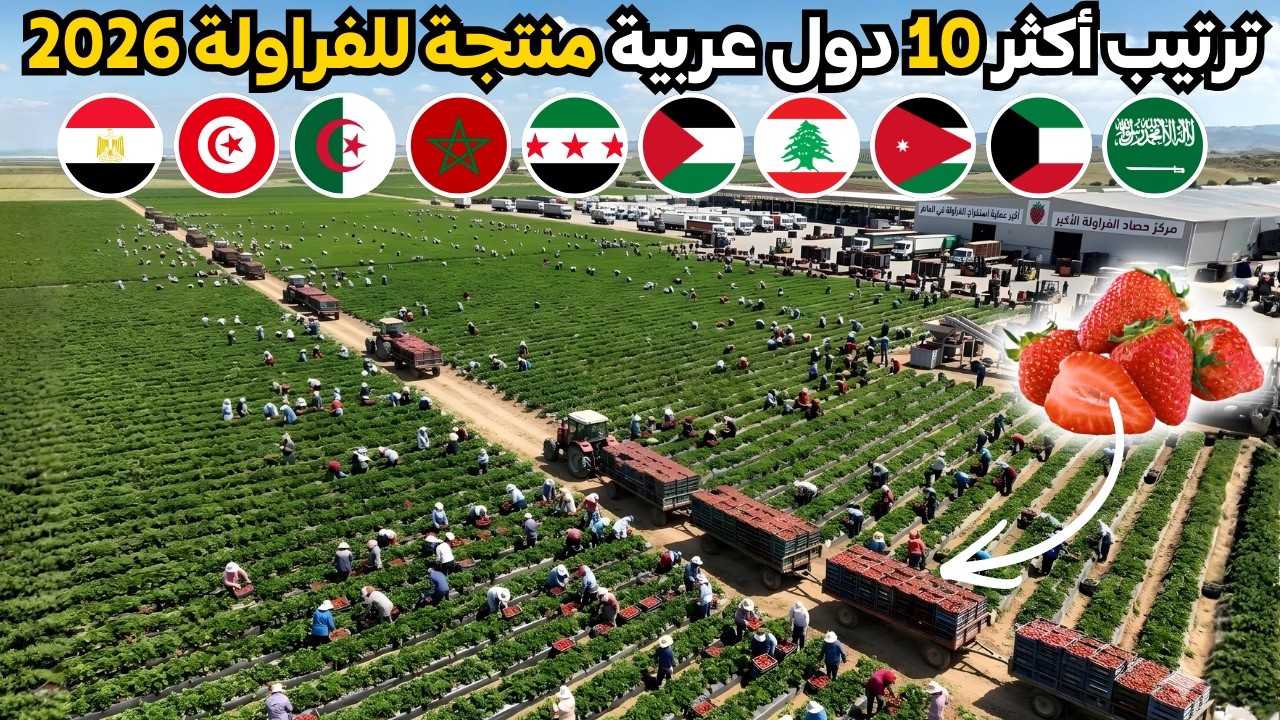 تقرير جديد صادم لترتيب أكثر 10 دول عربية في انتاج الفراولة 2026 | منافسة مشتعلة و مفاجئات غير متوقعة