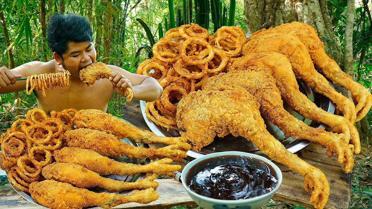 Happy Merry Christmas | Prepare Roasted Full Golden Chicken Legs and  Golden Ring Onion Crispy