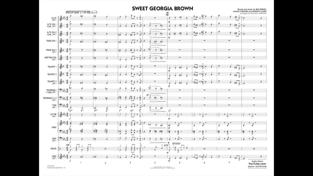 Sweet Georgia Brown arranged by Michael Sweeney