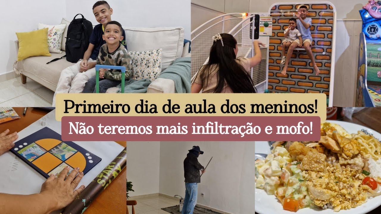 PRIMEIRO DIA DE AULA DELES✨️Shopping e diversão/Organizei o material,e resolvemos o problema da casa