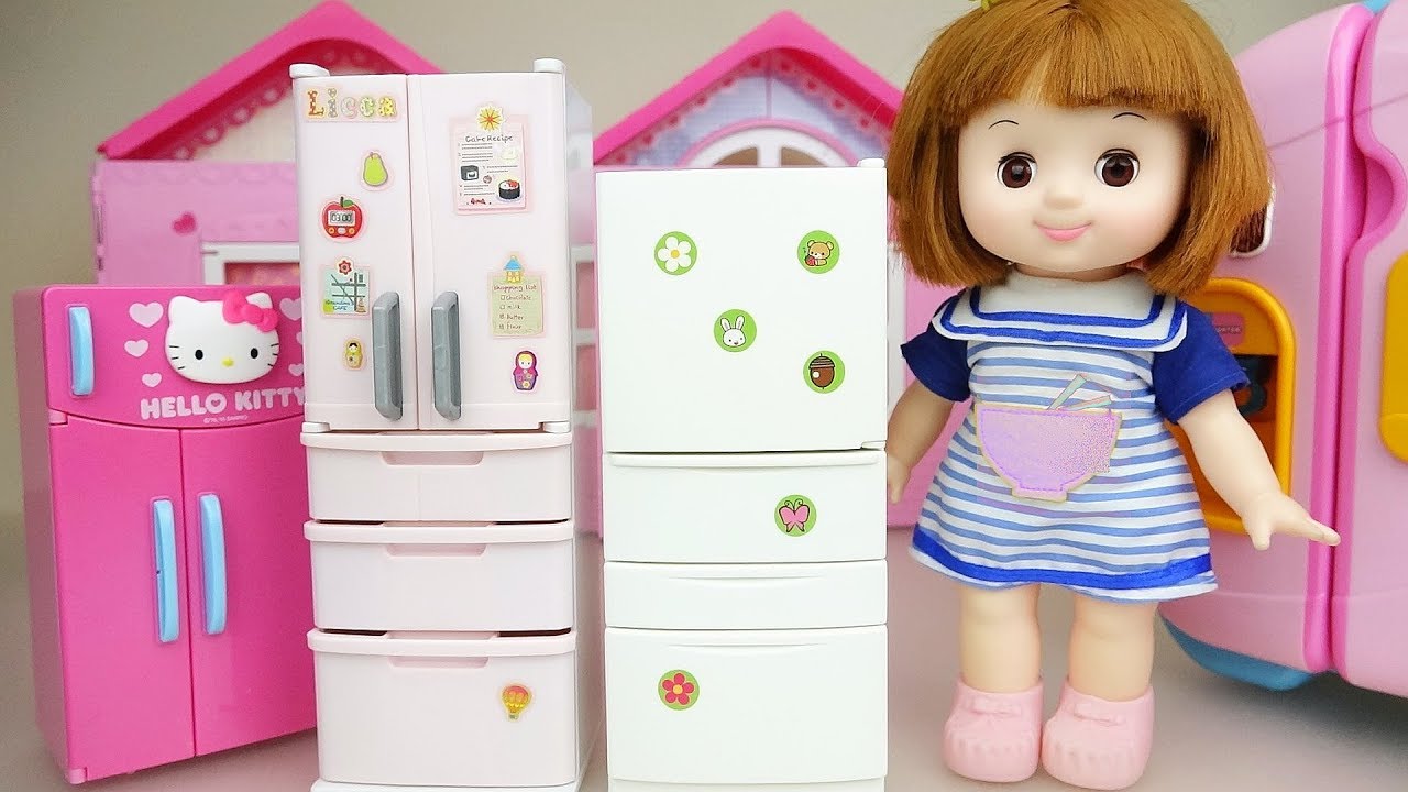 Baby doll refrigerator food play baby Doli house