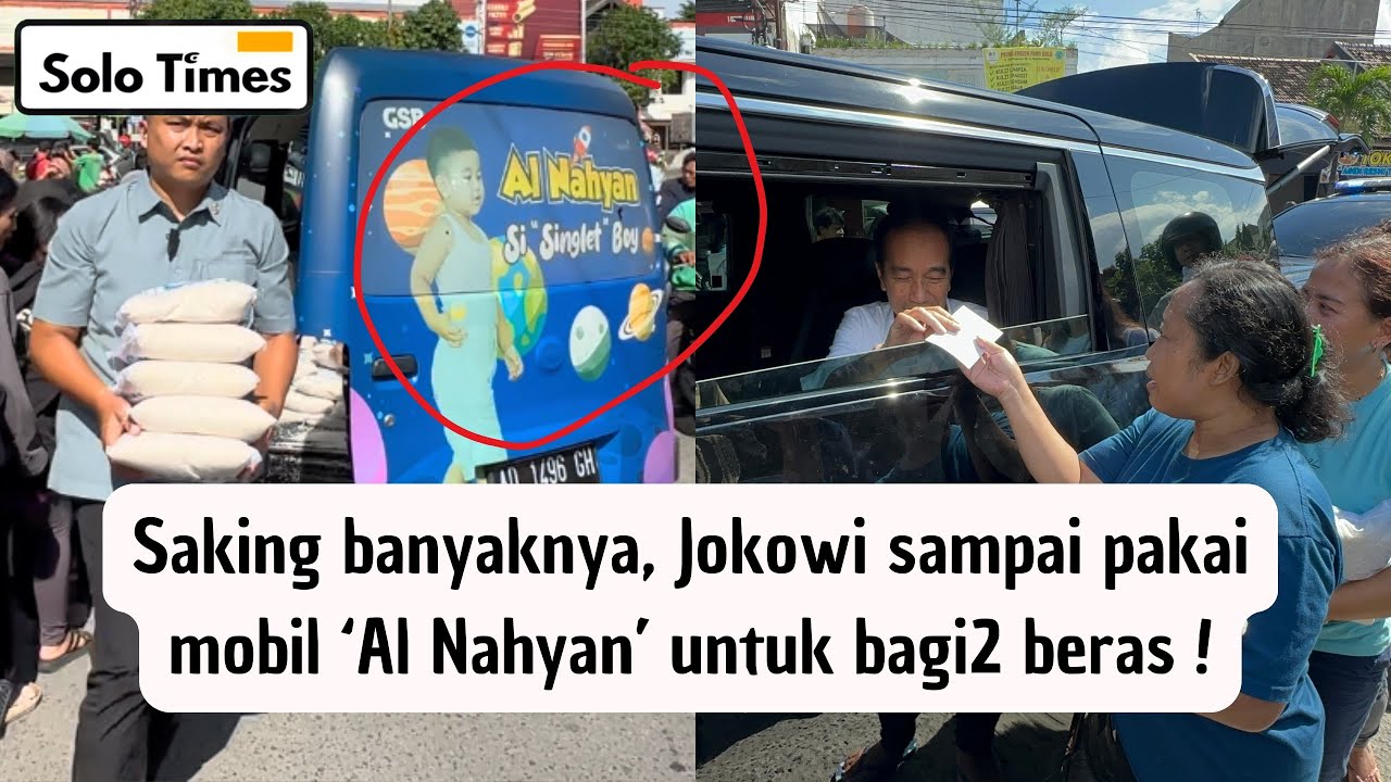 Bagi2 Beras, Jokowi Sampai Terjunkan Mobil Sang Cucu “Al Nahyan” di Pasar Nusukan.