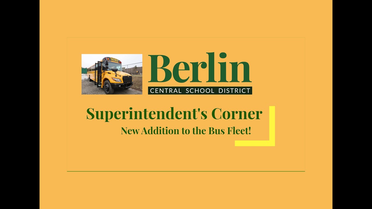 Superintendent's Corner: New Addition to the Bus Fleet!