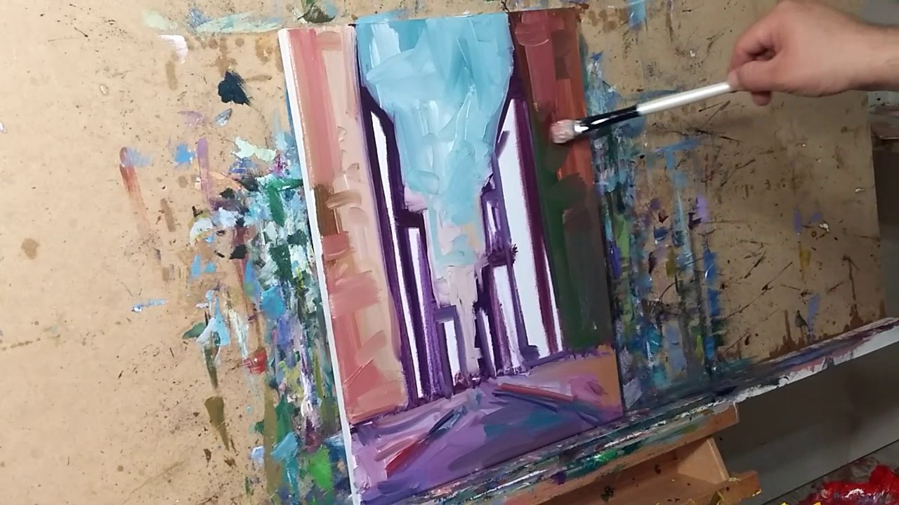 Artist JOSE TRUJILLO Oil Painting Cityscape Buildings Demo - Impressionist Art Tutorial