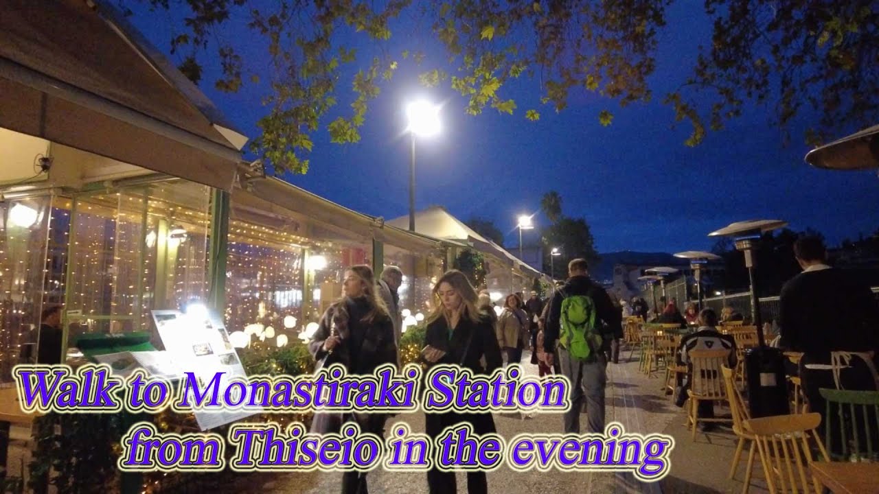 Walking in Greece. Walk to Monastiraki Station from Thiseio in the evening. ORANGE ua