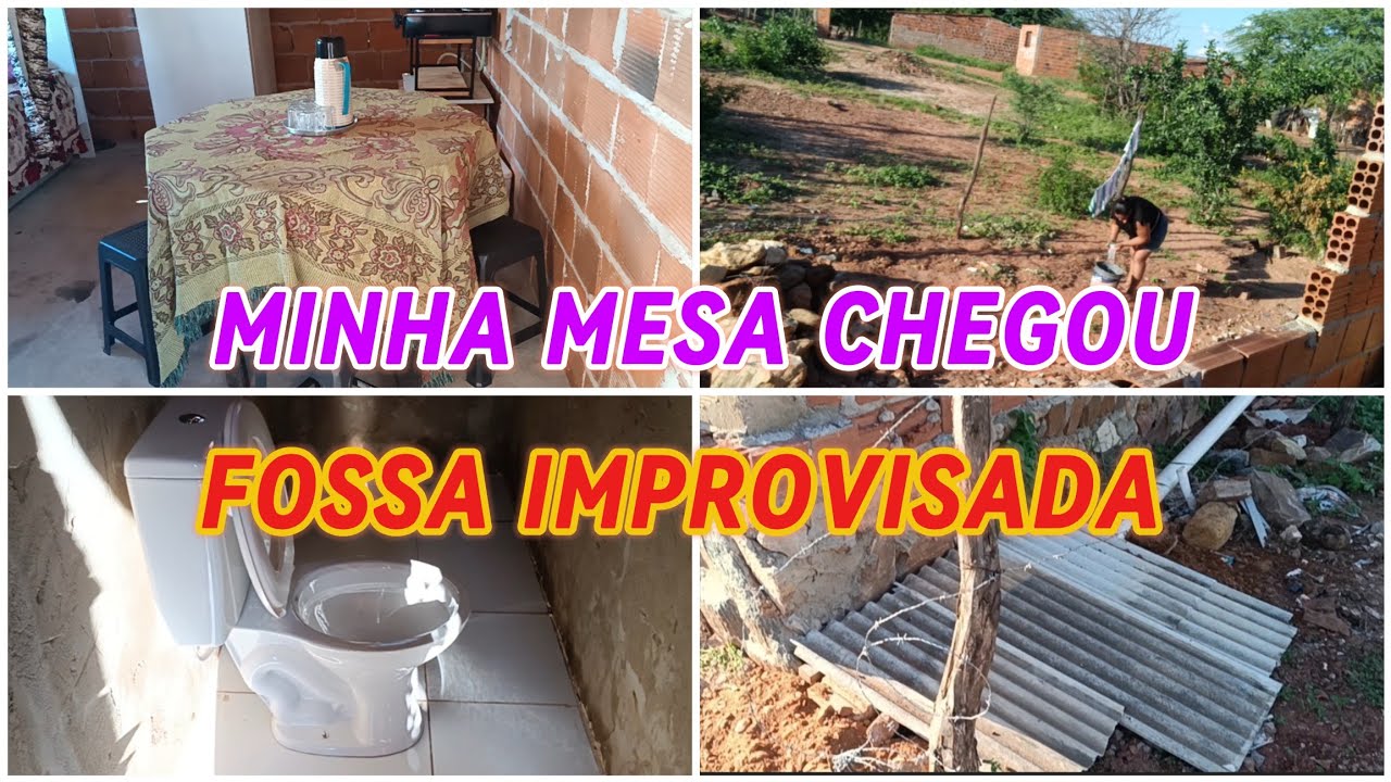 MINHA MESA CHEGOU//MOSTREI ONDE É A FOSSA IMPROVISADA//ORGANIZEI TUDO NO LUGAR 