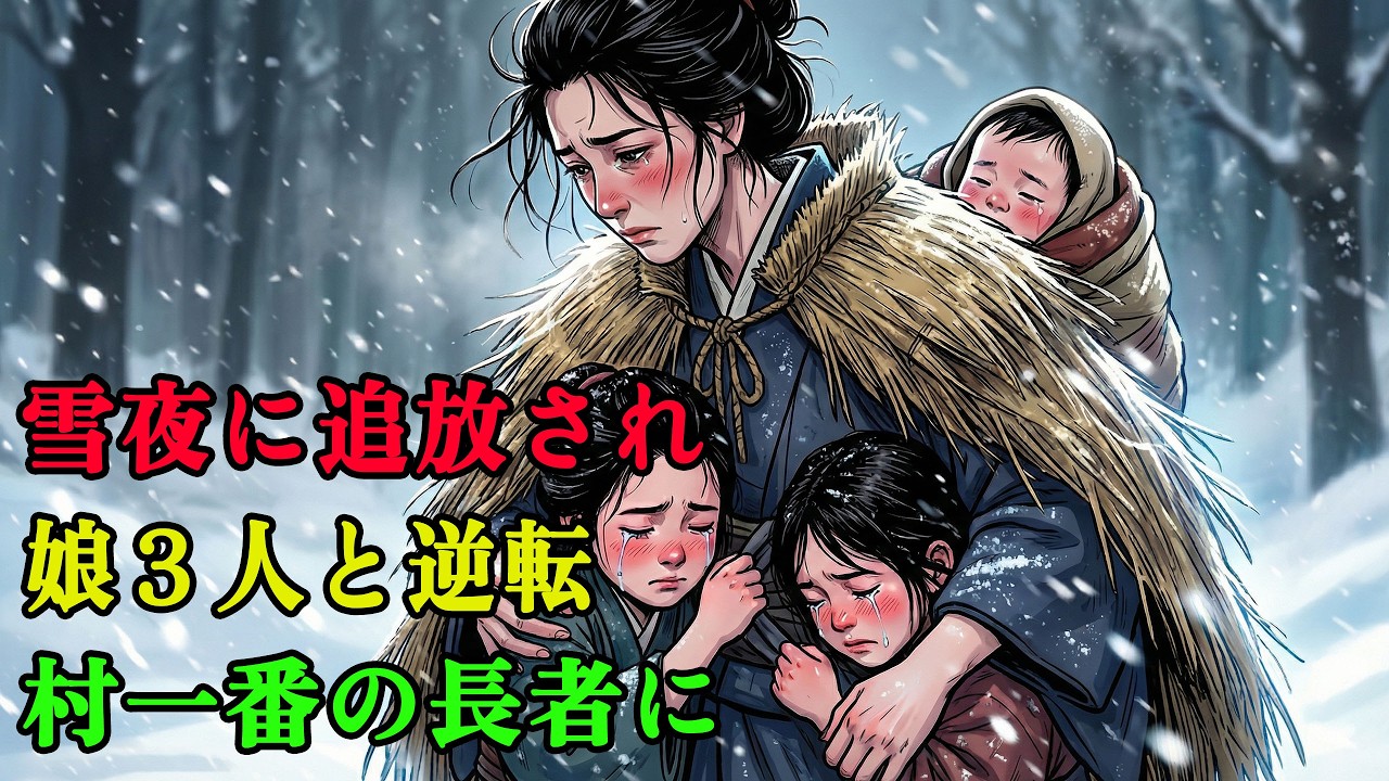 「男を産めぬ」と雪夜に追い出された嫁。三人の娘と荒地を耕した結果、没落した元夫の家を買い取るほどの長者に… | 野談 | 伝説 | 昔話 | 説話 | 民話