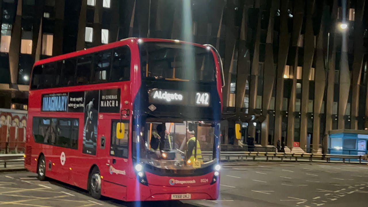 *FIRST DAY* Stagecoach London YX68UKJ 11024 on Route 242 at Aldgate Bus Station 24/2/24