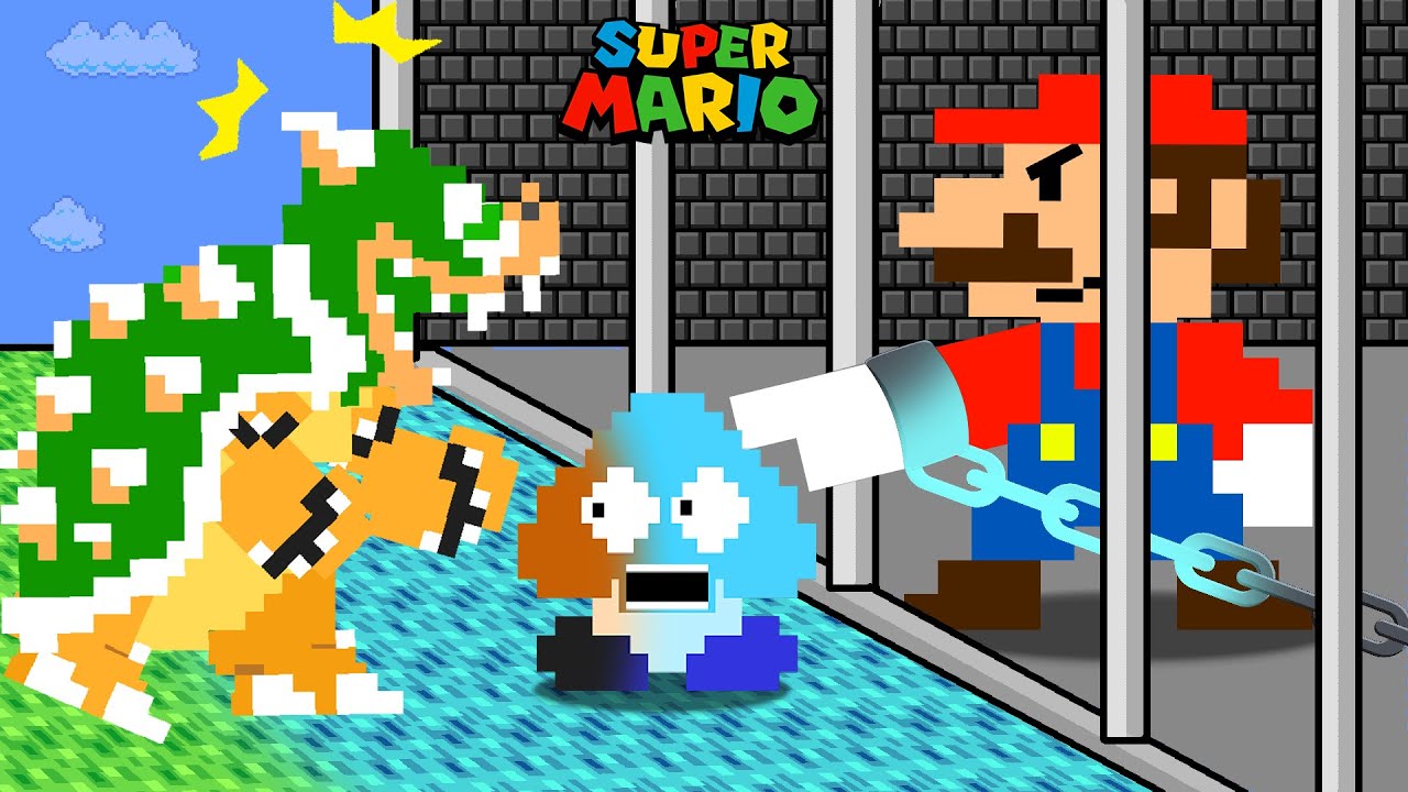 Super Mario Bros. but Mario turns PRISON into ICE | Game Animation