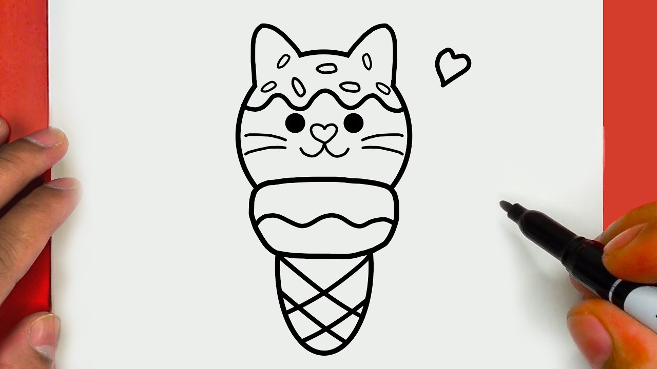 COMO DESENHAR UM GELADO DE GATINHO FOFO, PASSO A PASSO, JACKDesenhos