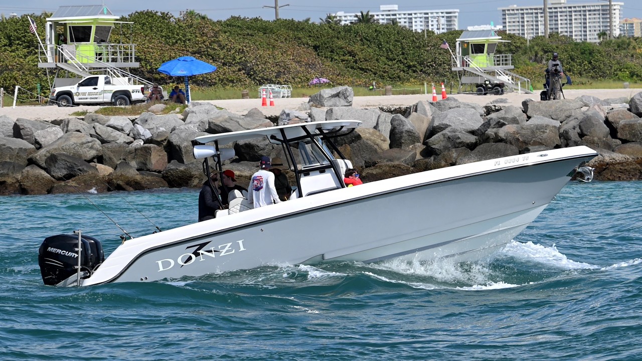 Haulover Inlet Vs. Donzi 35F Center Console Boat With Two Mercury Outboard Engines - 4K UHD