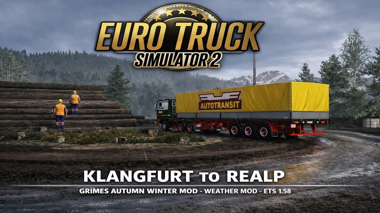 EURO TRUCK SIMULATOR 2 1.58 - Rainy Ford Transcontinental Drive from Klagenfurt to Realp - #ets2